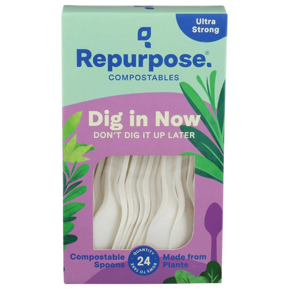 Repurpose High Heat Compostable Spoon - 24 count per pack -- 20 packs per case