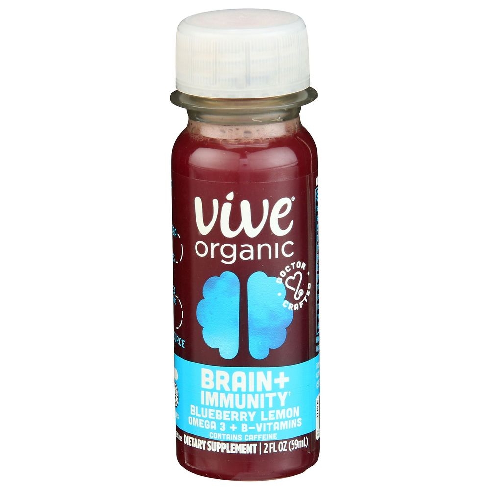 Vive Organic Blueberry Lemon Brain and Immunity Dual Boost Shot, 2 Fluid Ounce -- 12 per case