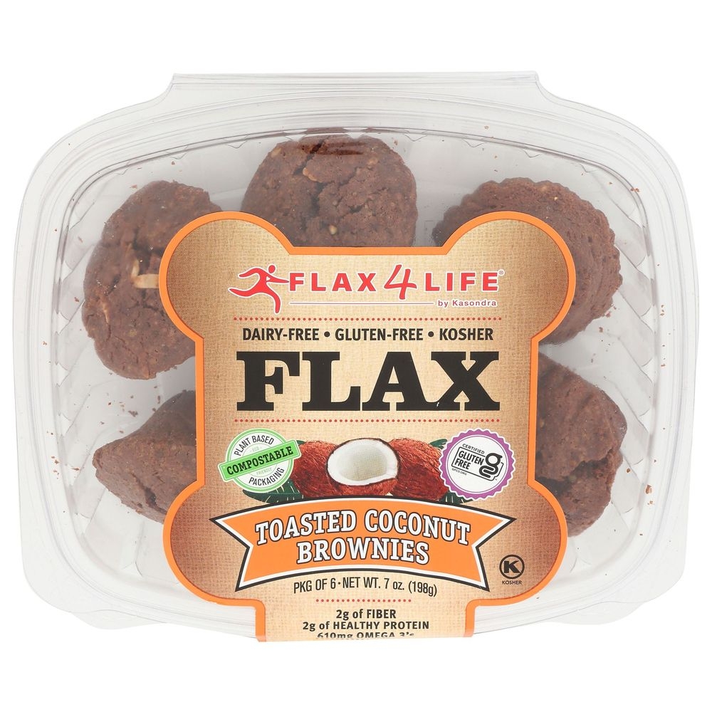 Flax4Life Toasted Coconut Brownies, 7 Ounce -- 8 per case.