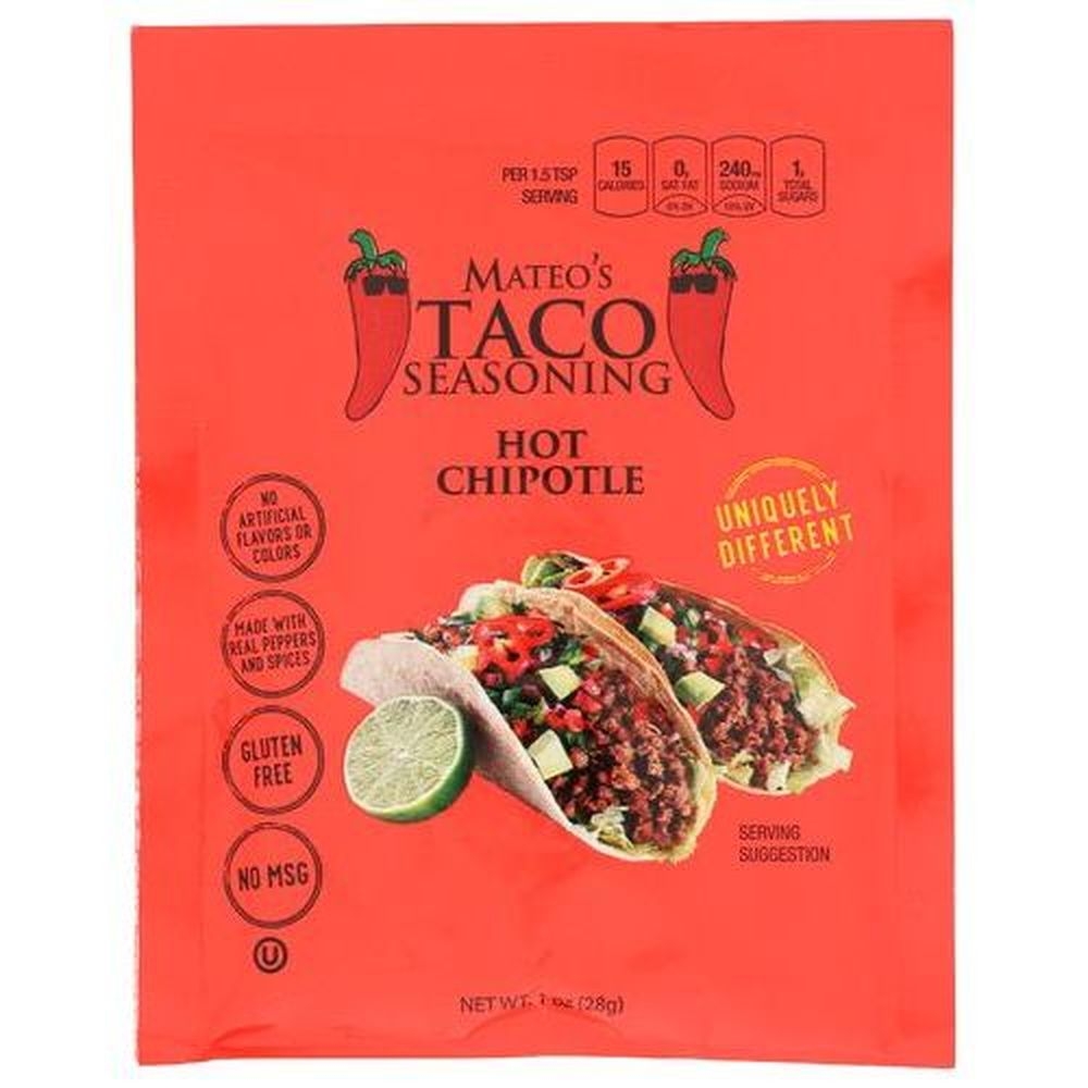Mateos Medium Hot Chipotle Taco Seasoning, 1 Ounce Packet -- 12 per case