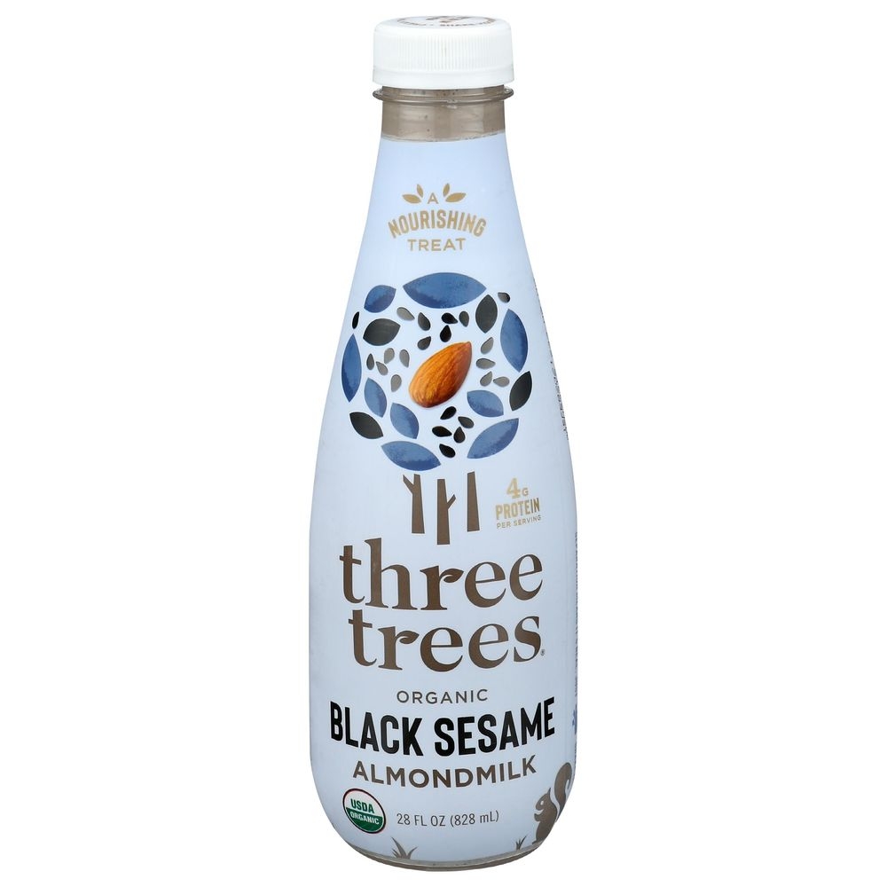 Three Trees Organic Black Sesame Almondmilk, 28 Ounce -- 6 per case