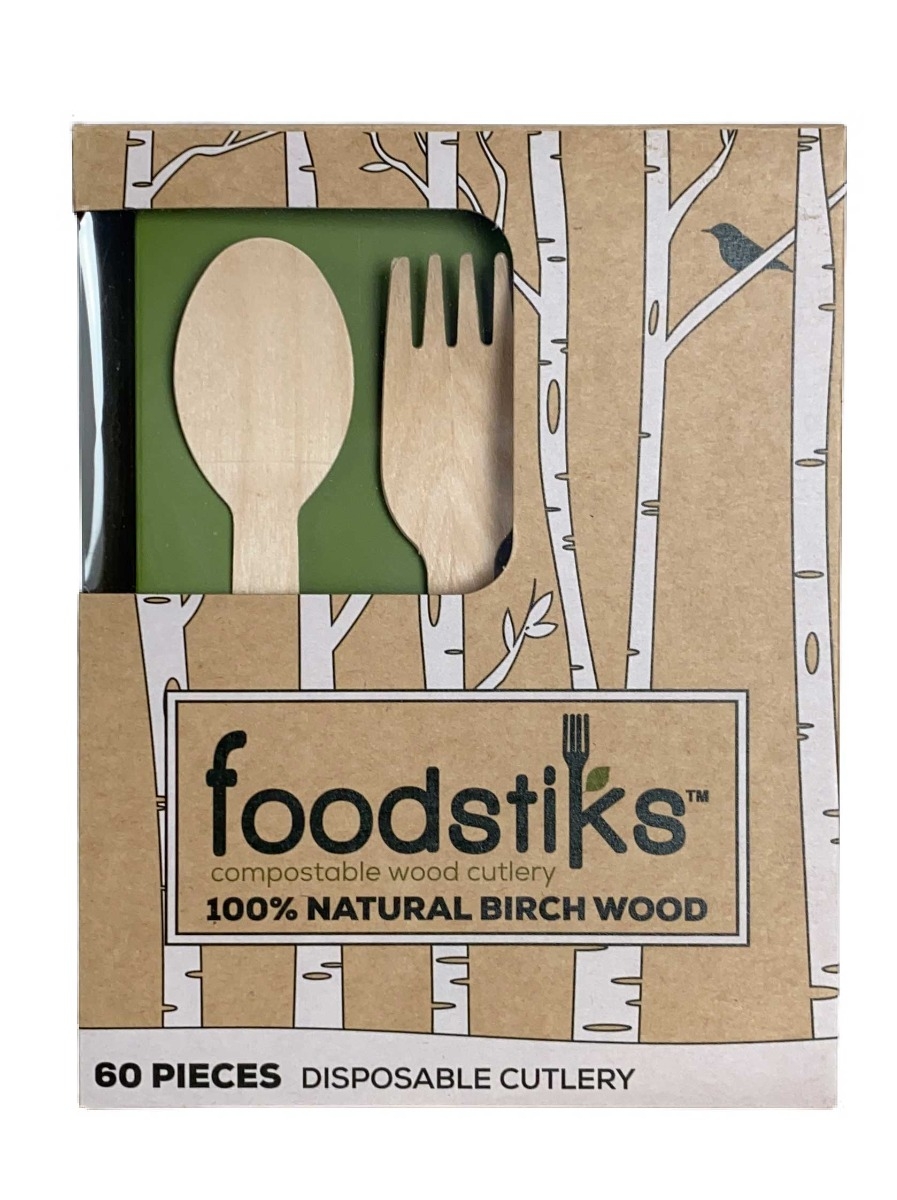 Foodstiks Fork Spoon and Knife Kit - 60 pieces per box -- 20 boxes per case.