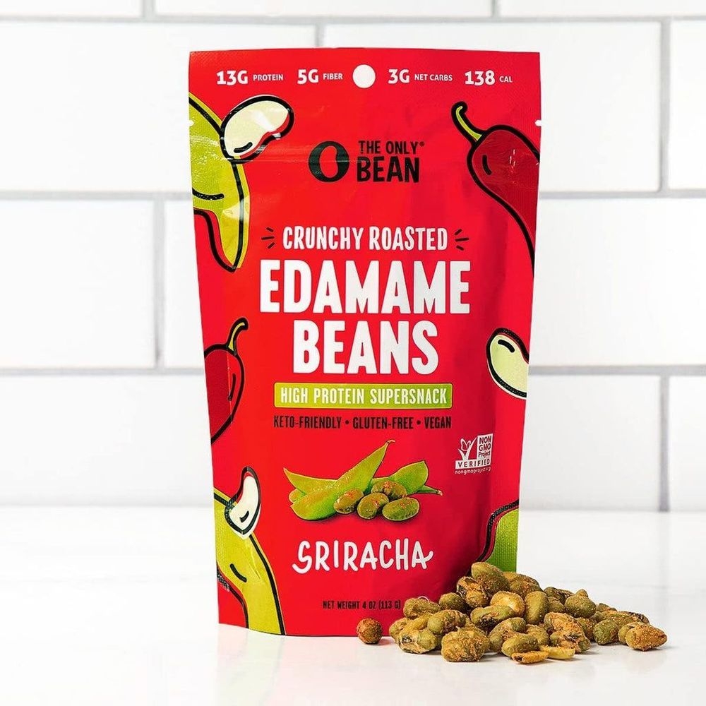 The Only Bean Sriracha Crunchy Roasted Edamame Beans, 4 Ounce -- 6 per case