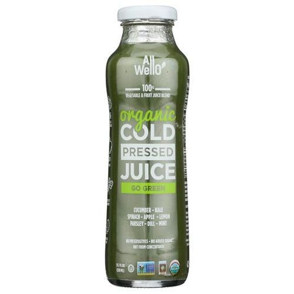 Allwello Organic Cold Pressed Go Green Juice, 11.1 Fluid Ounce -- 12 per case