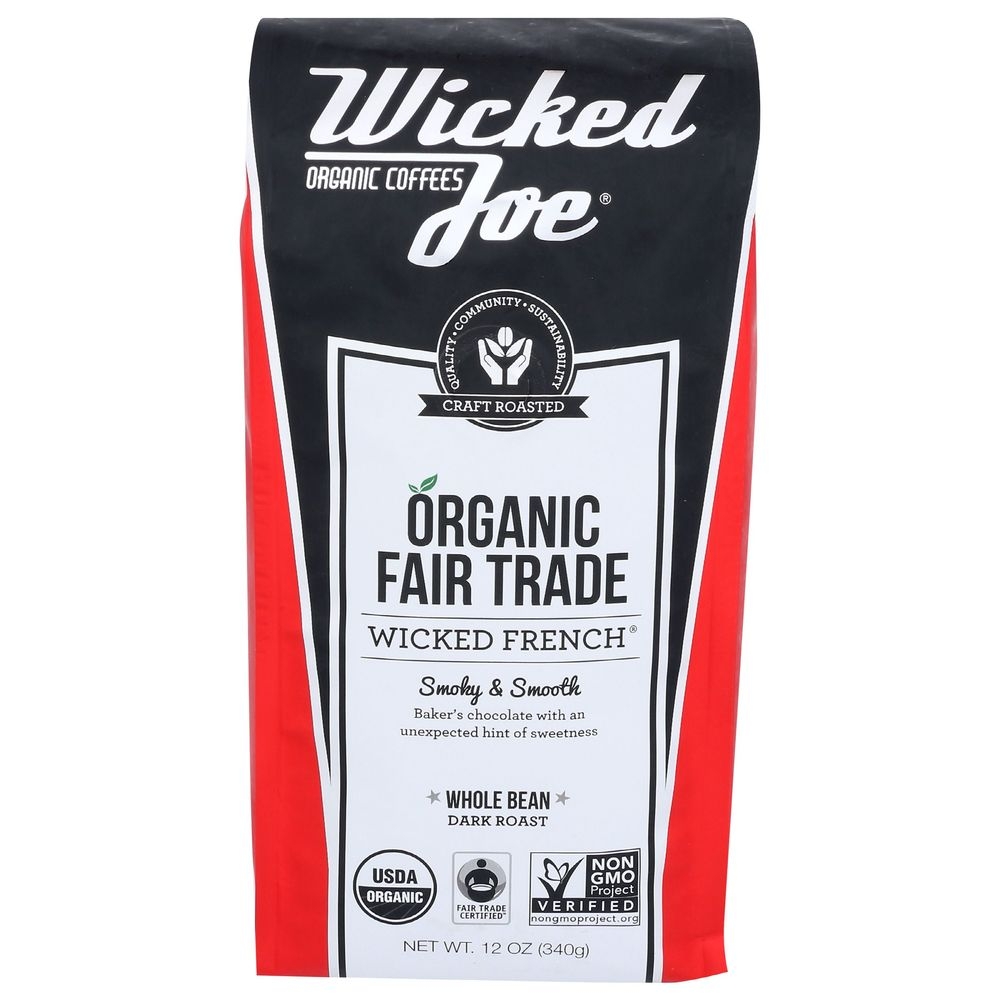 Wicked Joe Organic French Whole Bean Coffee, 12 Ounce -- 6 per case