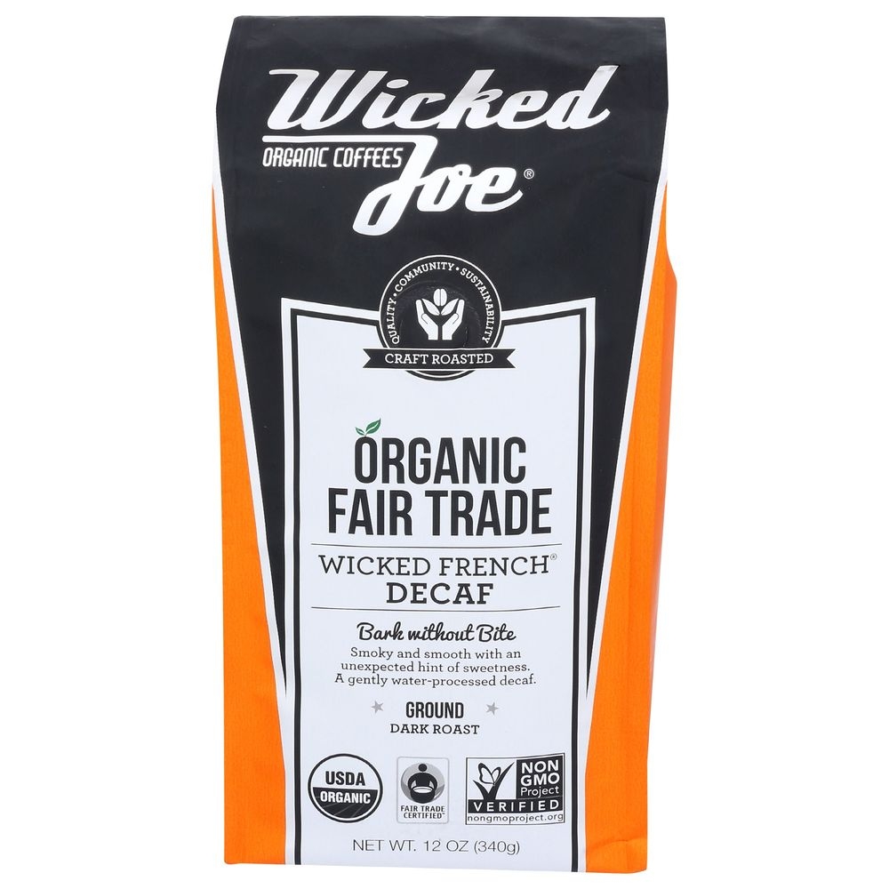 Wicked Joe Organic Decaf French Ground Coffee, 12 Ounce -- 6 per case