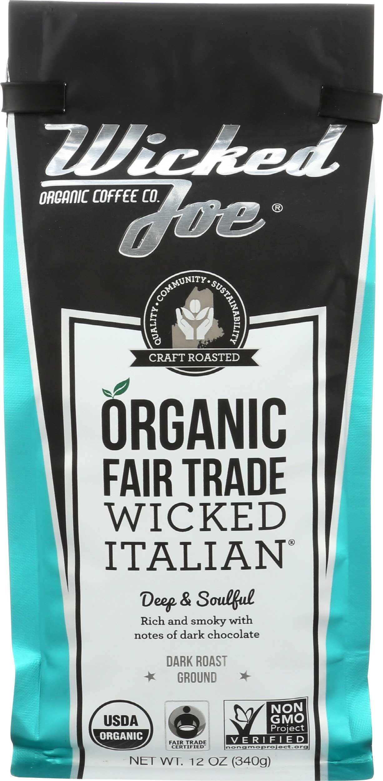 Wicked Joe Organic Wicked Italian Ground Coffee, 12 Ounce -- 6 per case