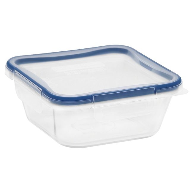 Snapware Total Solution Pyrex Glass 4 Cup Square Food Storage Container with Plastic Lid -- 4 per case