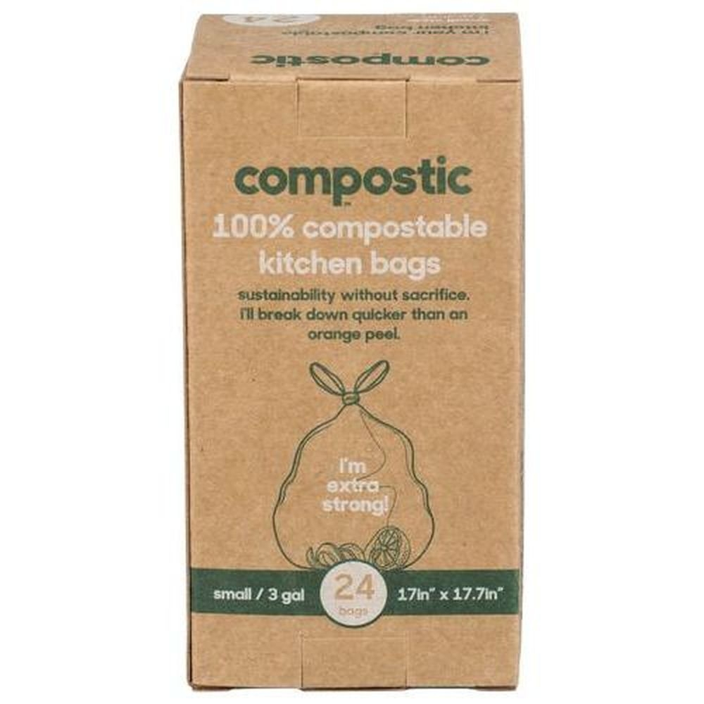 Compostic Compostable 3 Gallon Capacity Kitchen Bags, 24 count -- 12 per case