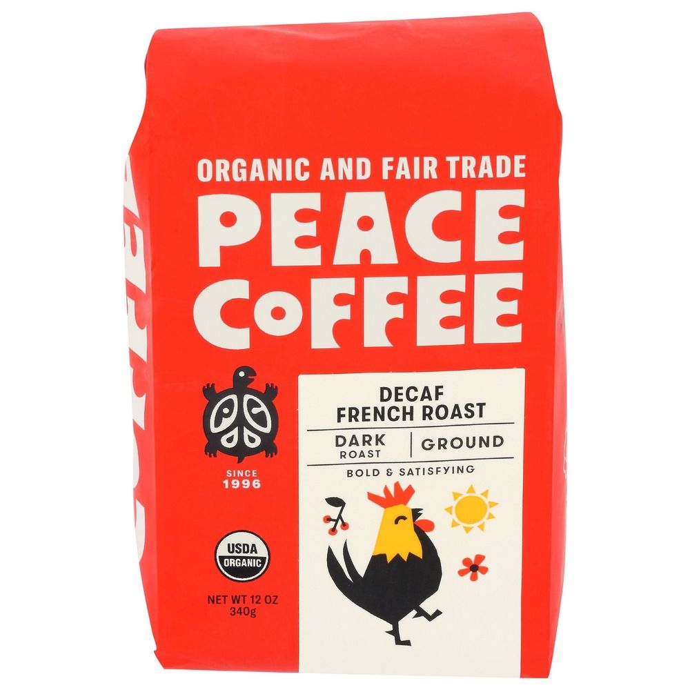 Peace Organic Fair Trade Decaf French Roast Ground Coffee, 12 Ounce -- 6 per case