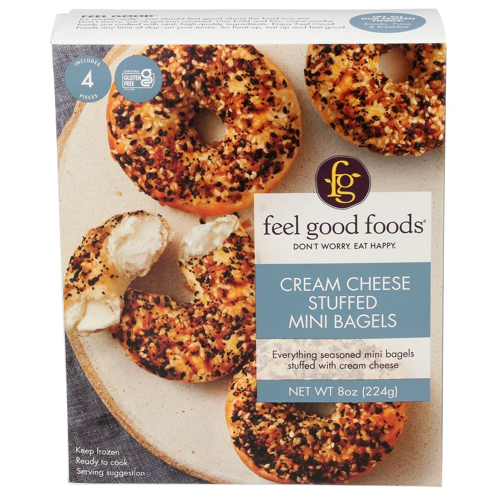 Feel Good Foods Cream Cheese Stuffed Everything Mini Bagel, 8 Ounce -- 9 per case