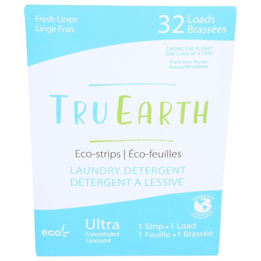 Tru Earth Eco Strips Fresh Linen Laundry Detergent, 32 count -- 12 per case