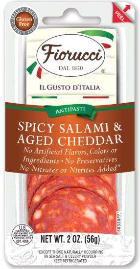 Fiorucci Spicy Salami with Aged Cheddar, 2 Ounce -- 12 per case
