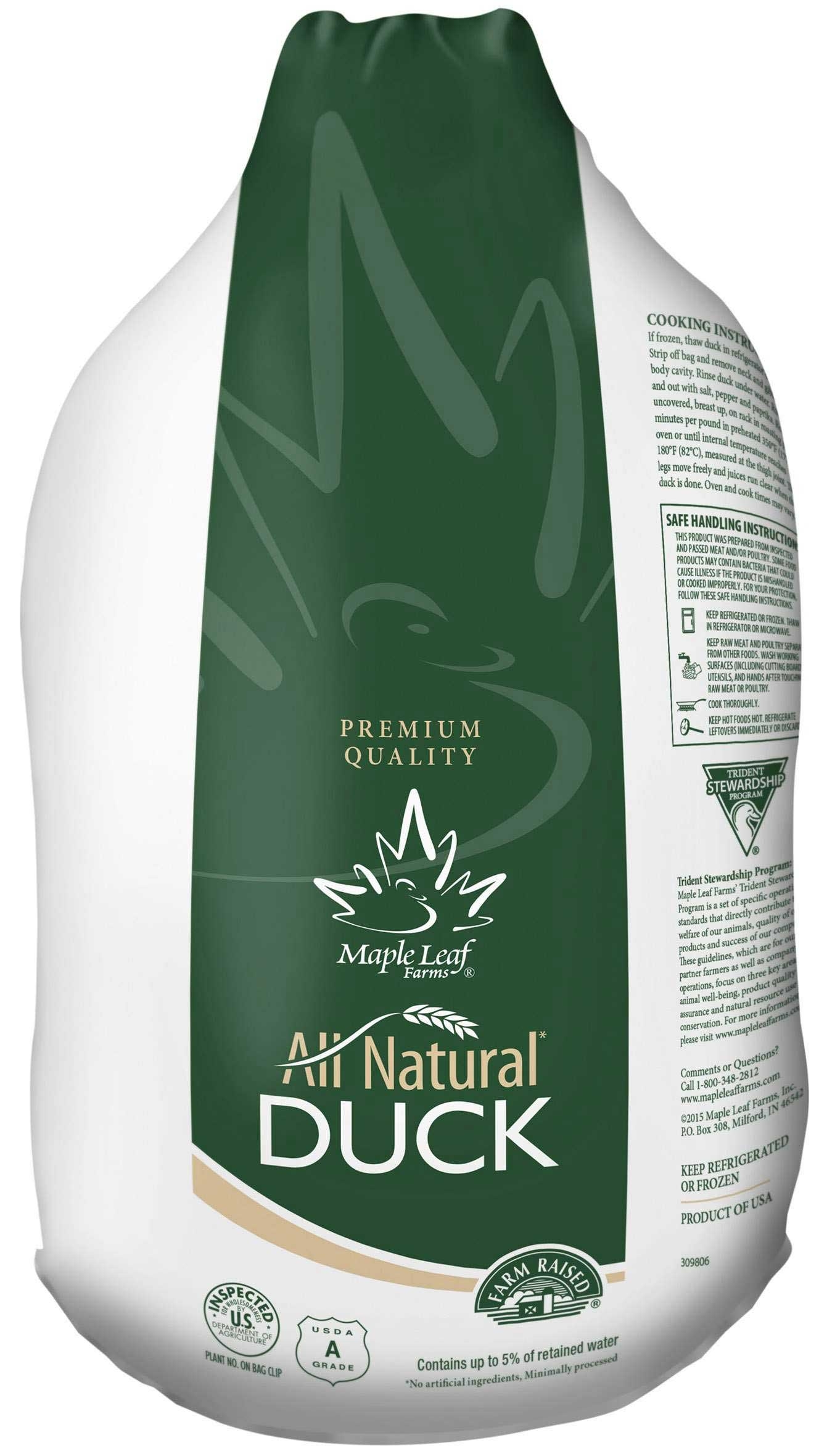 Maple Leaf All Natural Medium Whole Duck, 4.25 to 5.75 Pound -- 6 per case