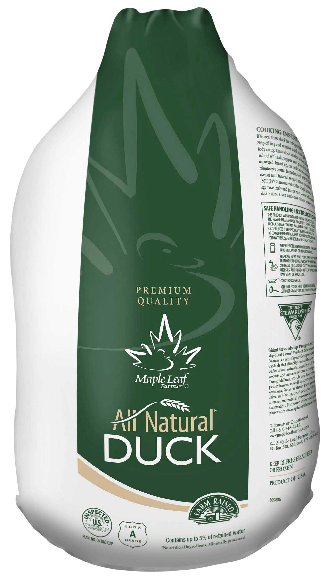 Maple Leaf All Natural Large Whole Duck, 5.75 to 7 Pound -- 6 per case