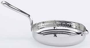 American Metalcraft Stainless Steel Oval Hammered Mini Fry Pan, 14 Ounce