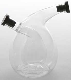 American Metalcraft Glass Oil and Vinegar Cruet with Silicone Lid, 3 3/4 inch Dia