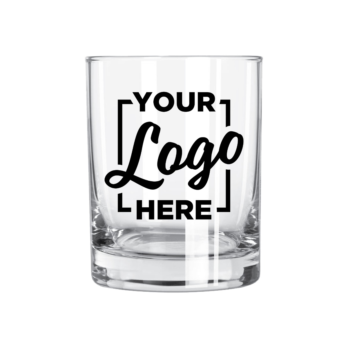 BGD Promo Double Old Fashioned Rocks Glass with 1 COLOR Custom Logo, 13.5 Ounce Capacity -- 144 per case