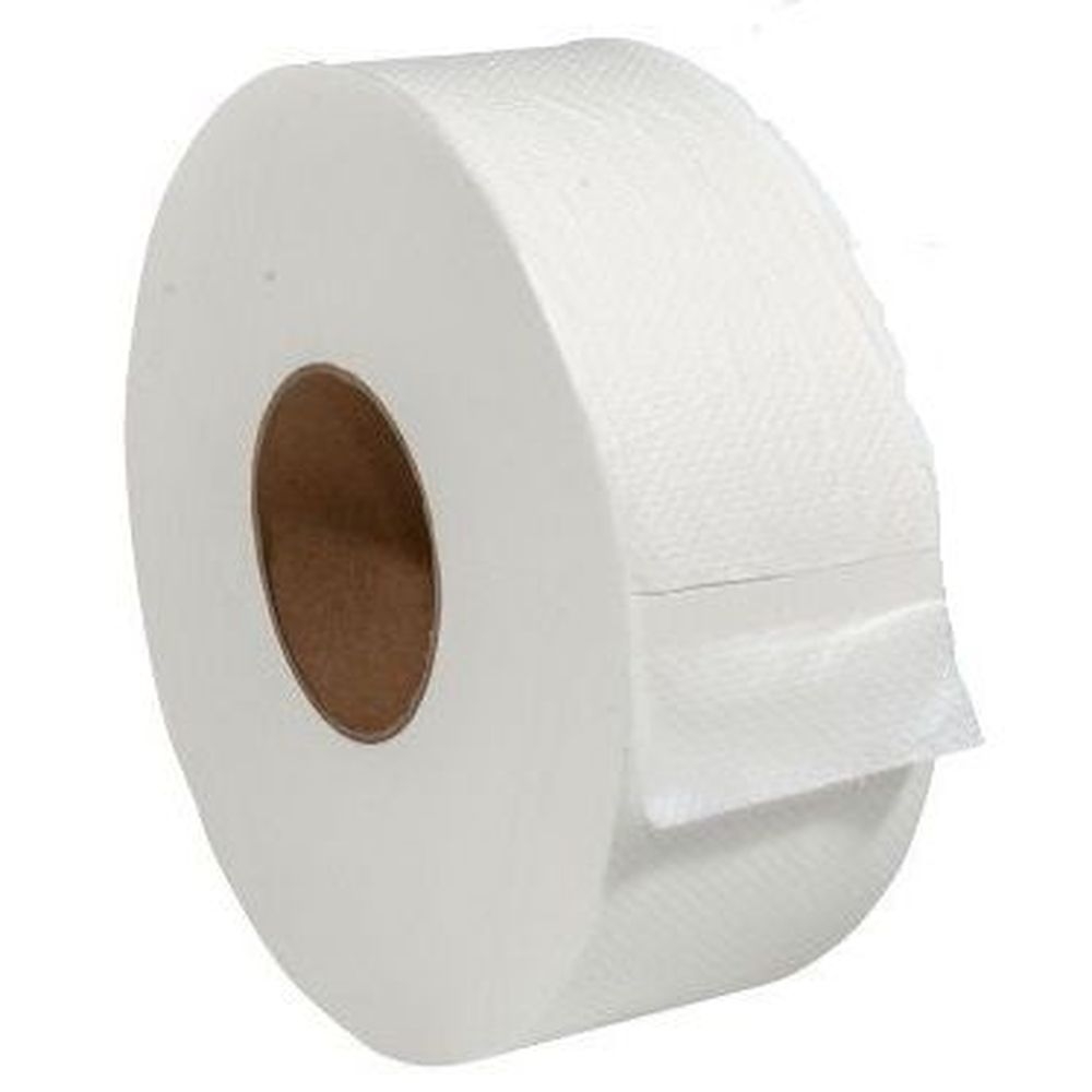 Hawthorn White Paper 1-Ply Jumbo Roll Tissue, 2000 count -- 12 per case
