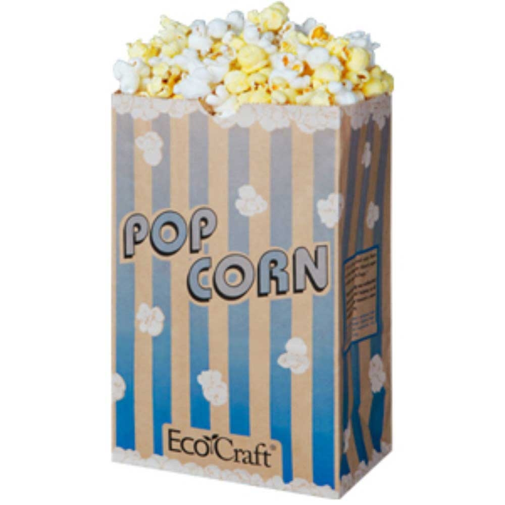 Ecocraft Natural Paper 85 Ounce Theater Popcorn Bag, 5.5 x 3.25 x 8.625 inch -- 500 per case