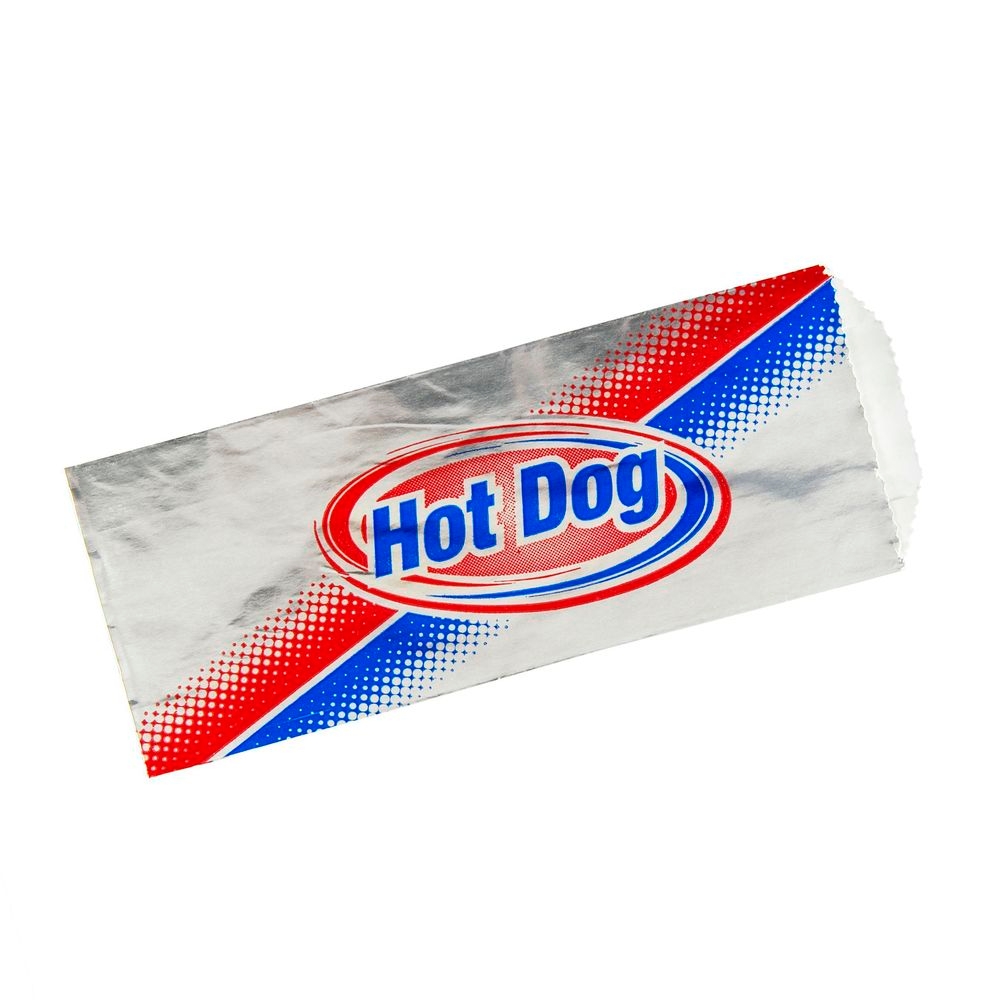 Brown Paper Goods Silver Hot Dog Design Foil Bag, 3.5 x 1.5 x 8.5 inch -- 1000 per case
