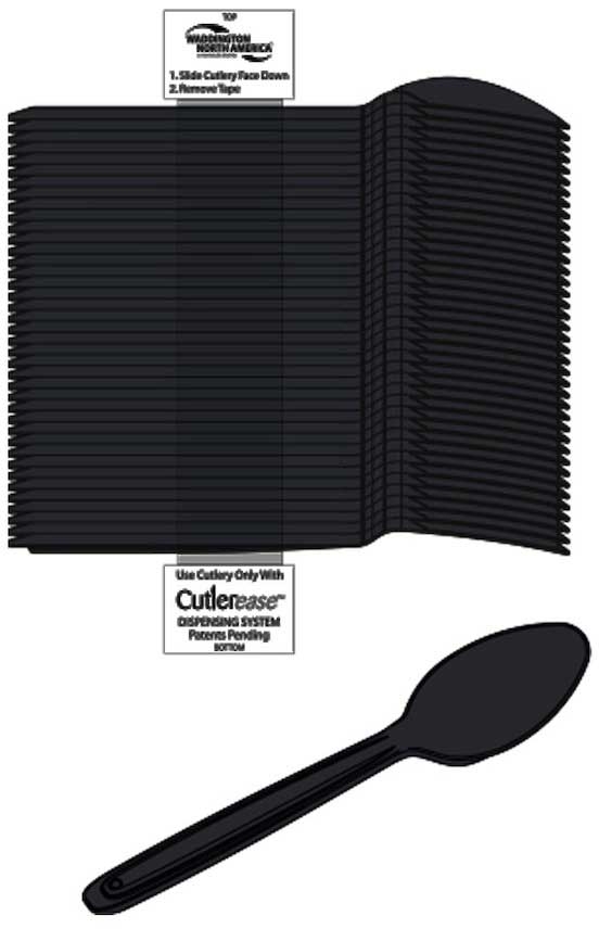 WNA Comet Cutlerease Medium Heavy Weight Black Polystyrene Bulk Teaspoon, 6 inch -- 960 per case