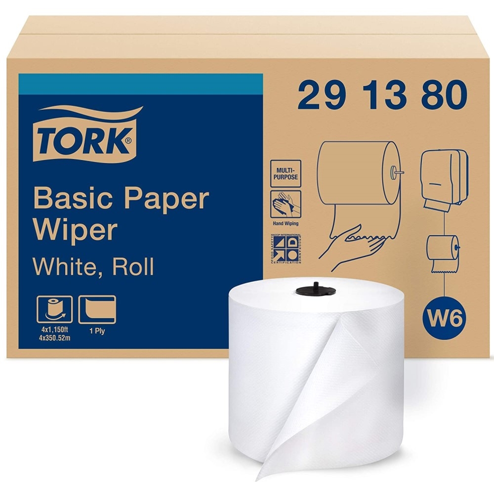 Tork White 1 Ply Basic Paper Wiper, 7.68 x 9.5 inch -- 4 per case