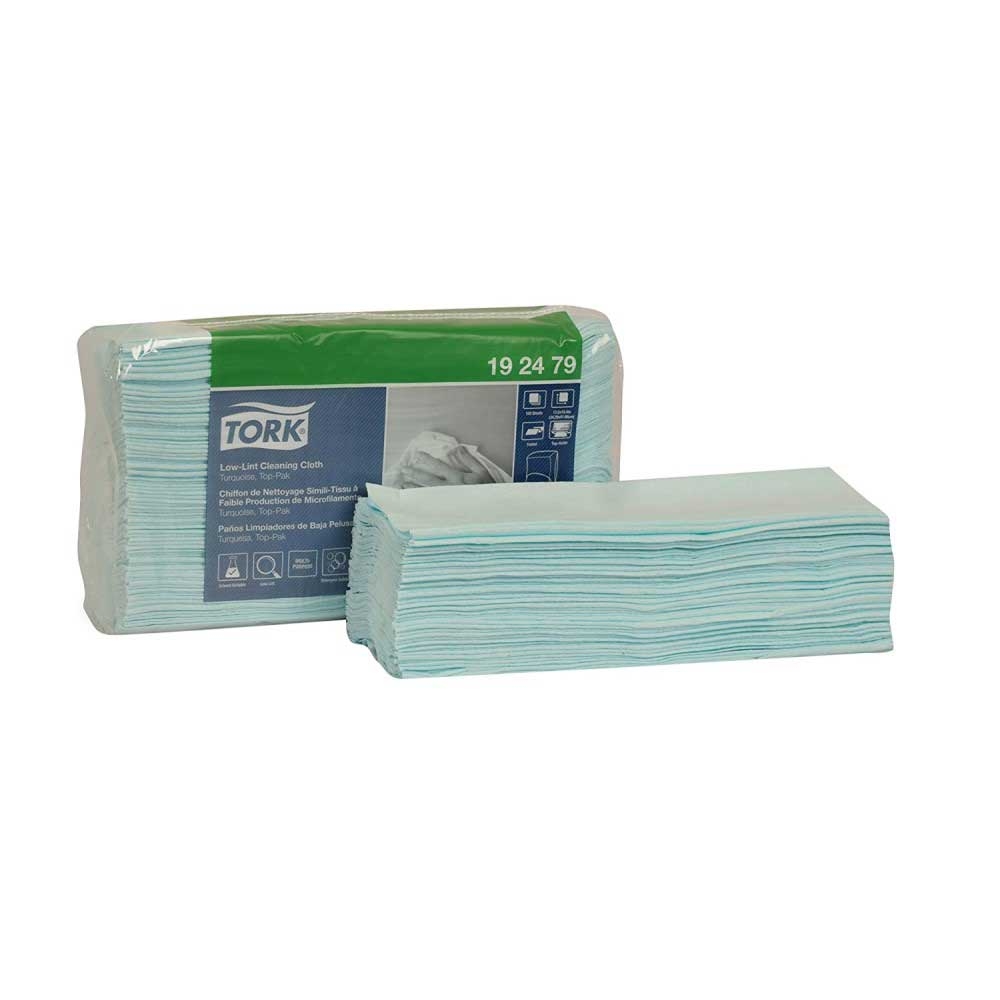 Tork 1 Ply Molded Fiber Paper Turquoise Low-Lint Disposable Cleaning Cloth, 4.063 x 13.5 inch -- 5 per case