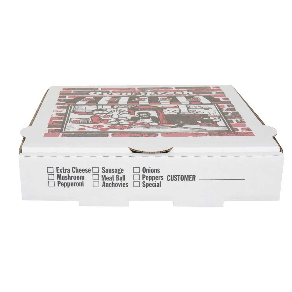 Stronghaven Kraft White Michigan B-Flute Paper Pizza Box, 12 x 12 x 2 inch -- 50 per case