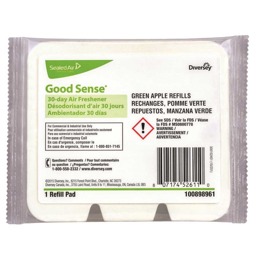 Good Sense TMS White Green Apple Refill Deodorizing Pad, 5 x 5.5 x 1.75 inch -- 12 per case