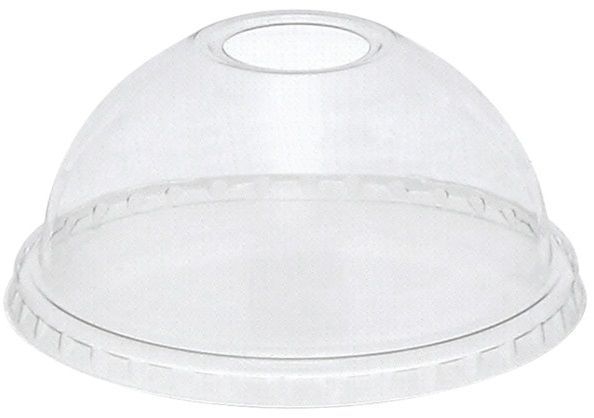 Pactiv Recycled Clear Plastic Dome Lid with Hole for B Size Cold Drink Cups -- 900 per case.