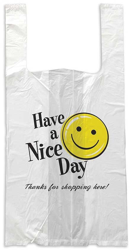 Hilex Poly RollMate White Happy Face Nice Day Large Bag, 11 x 6.5 x 24 inch -- 1600 per case