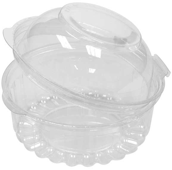 Pactiv RPET Clear Sho Bowl with 2.25 inch Hinged Dome Lid, 8 Ounce Capacity -- 250 per case