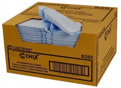 Chicopee Chix Blue with Blue Stripe Antimicrobial Treated Foodservice Towel, 13 x 24 inch -- 150 per case.