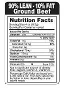 Epsen Hilmer Graphics 90 Percent Lean 10 Percent Fat Black Ground Beef Label, 1.5 x 3.0 inch -- 1000 per roll