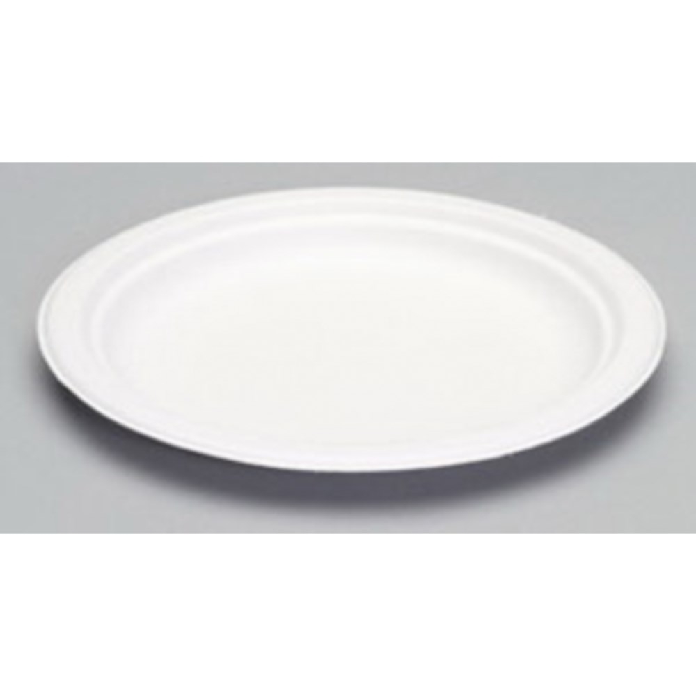 Genpak White Sugarcane Bagasse Round Plate, 8.75 inch -- 500 per case