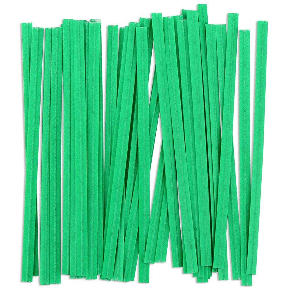 T and T Industries Green Twistem Twist Tie Paper, 3/16 x 4 inch - 2000 per box