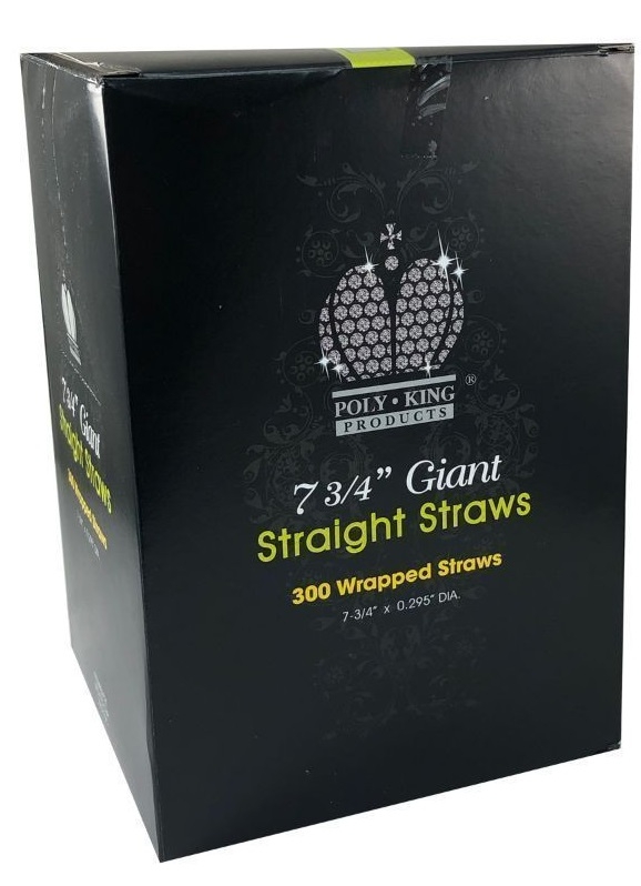 Poly King Wrapped Black Giant Straight Straw, 7.75 inch -- 3000 per case.