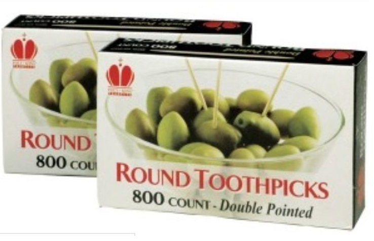 Poly King Unwrapped Double Pointed Wooden Round Toothpick -- 19200 per case
