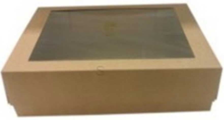 Honeymoon Paper Kraft C Flute Full Sheet Cake Box with Window, 26 x 18 x 4 inch -- 25 per case