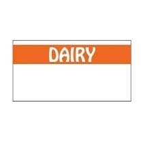 Avery Dennison White and Orange Econoply Reverse Dairy Label for Monarch 1110 Labeler -- 15 sleeves per case