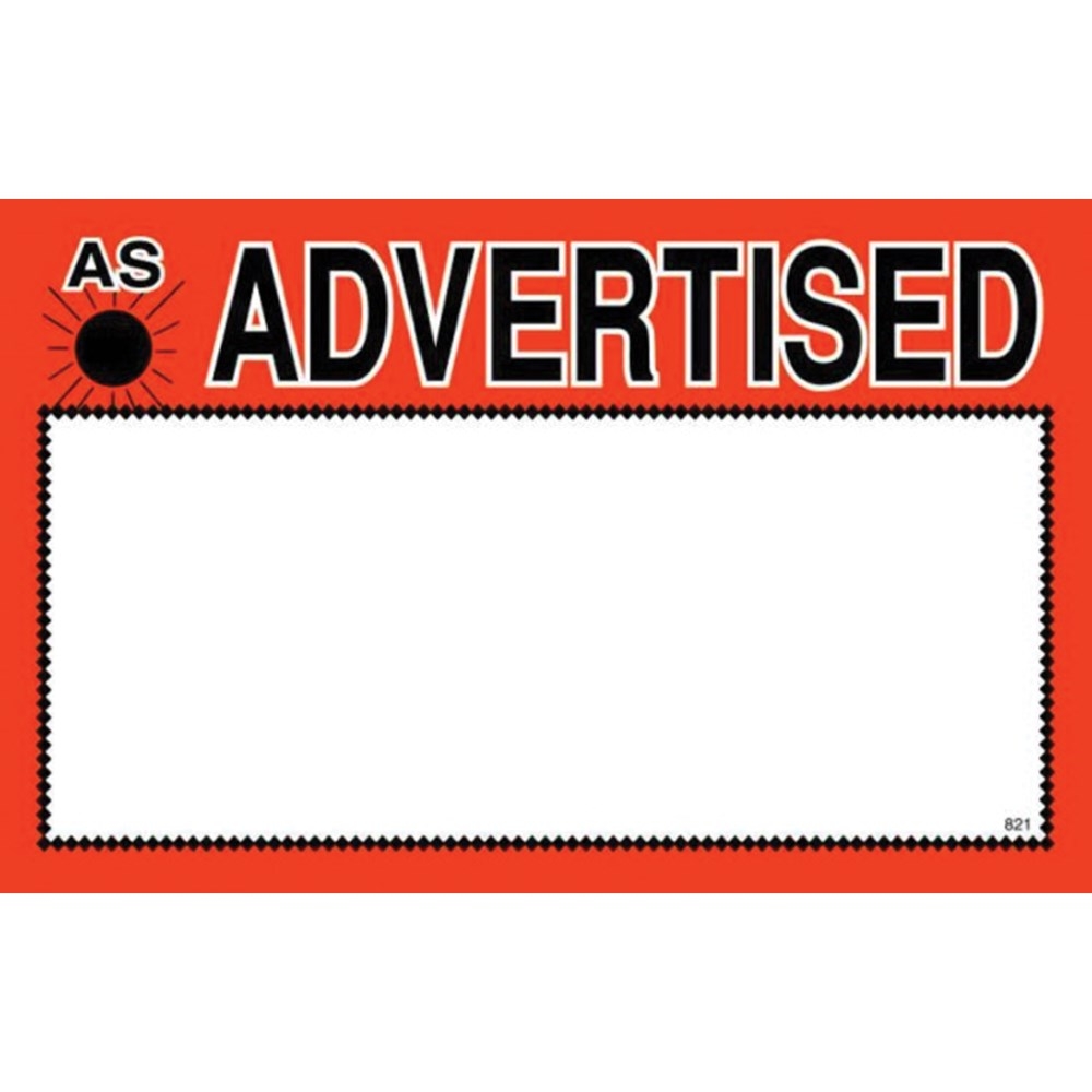 I D Images Fire Orange/Black on White Advertised Sign Card, 5.5 x 7 inch -- 100 per pack