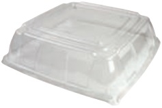 Saber PET Tan Clear Lid for 14 inch Square Pulp Platter -- 25 per case.