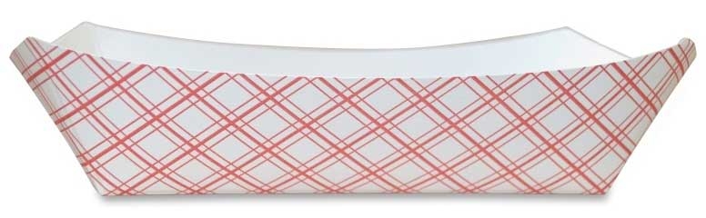 SQP Number 500 White/Red Plaid Paper Food Tray -- 500 per case
