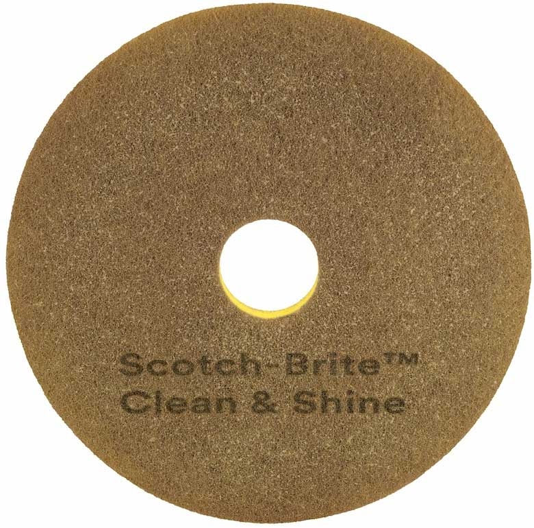 Scotch Brite Polyester Round Gold and Yellow Clean and Shine Floor Pad, 13 inch -- 5 per case