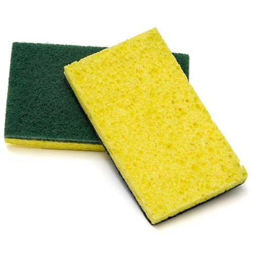 Prime Source Cellulose Green/Yellow Rectangular Medium Scrub Sponge, 6 x 3 3/8 x 3/4 inch -- 40 per case