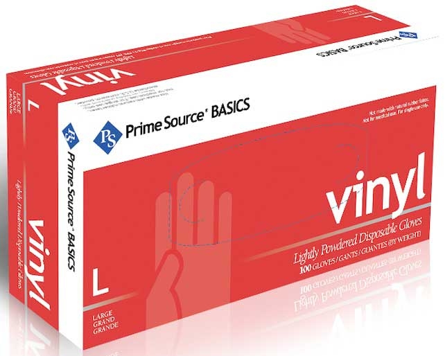 Bunzl Prime Source Lightly Powdered Large Clear Basics Vinyl Gloves -- 1000 per case