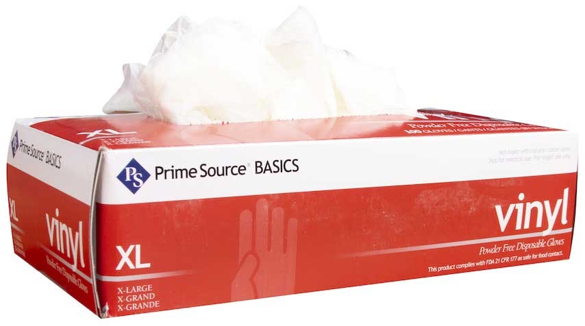 Bunzl Prime Source Powder Free Extra Large Clear Basics Vinyl Gloves -- 1000 per case