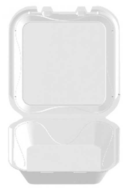 Darnel White Expanded Polystyrene Foam 1 Compartment Hinged Container, 9.0 x 9.0 x 3.1 inch -- 200 per case