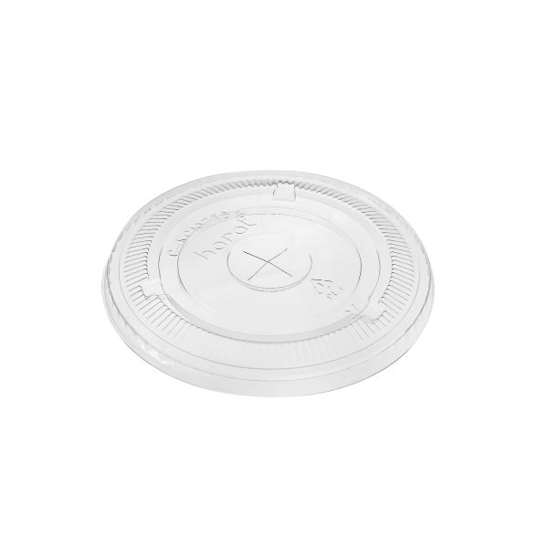 Karat Clear 104.5mm PET Plastic Flat Lid with Hole for Cold Cup -- 600 per case.